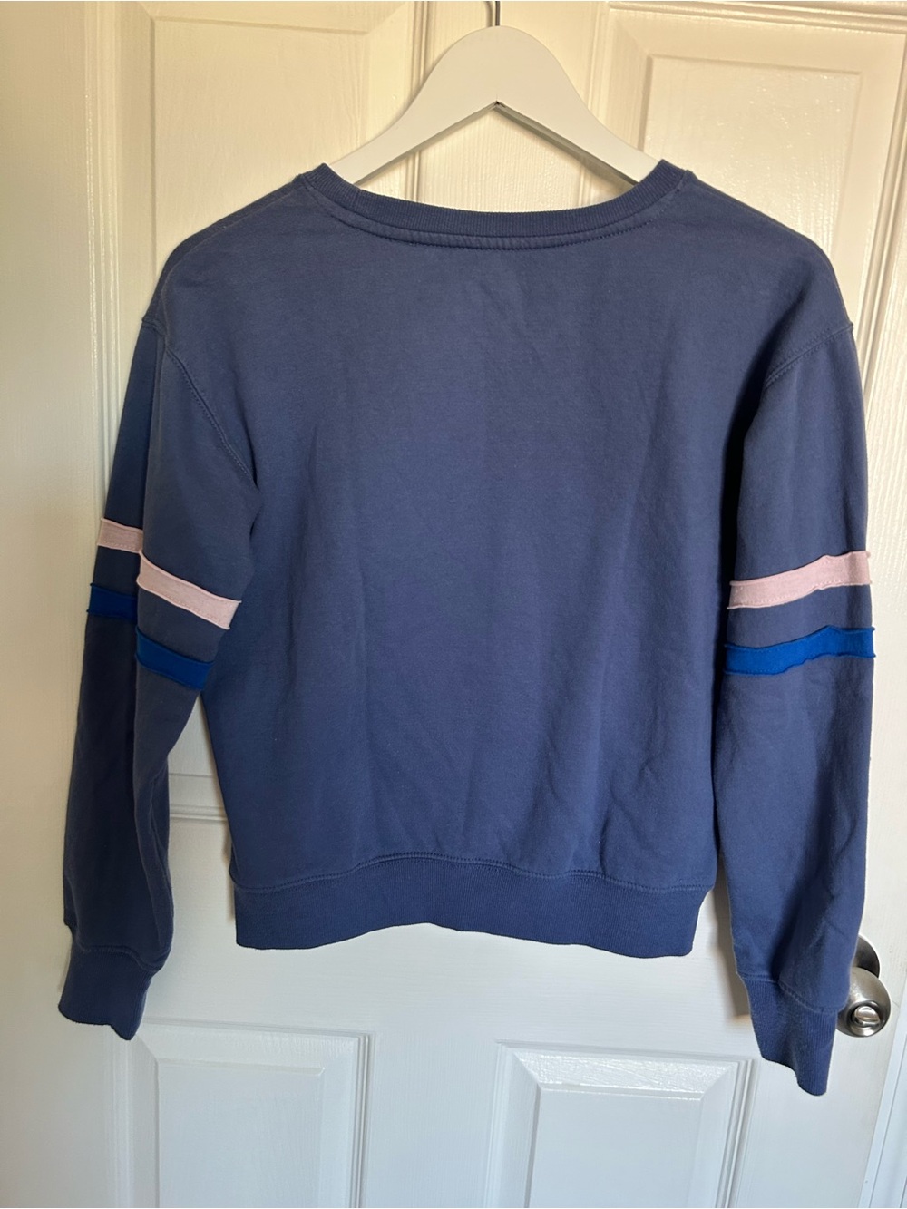 Disney Women’s Navy & Light Blue Stitch Sweatshirt with Pink Stripe Accents - Picture 4 of 5